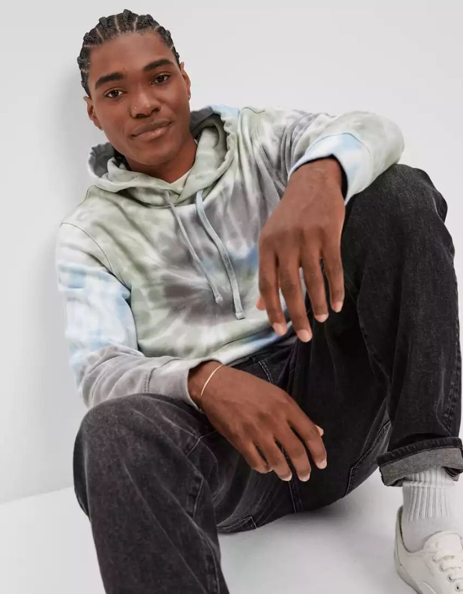 Sweat à Capuche American Eagle AE Bonfire Fleece Tie-Dye Multicolore Homme | AMQ-78696669